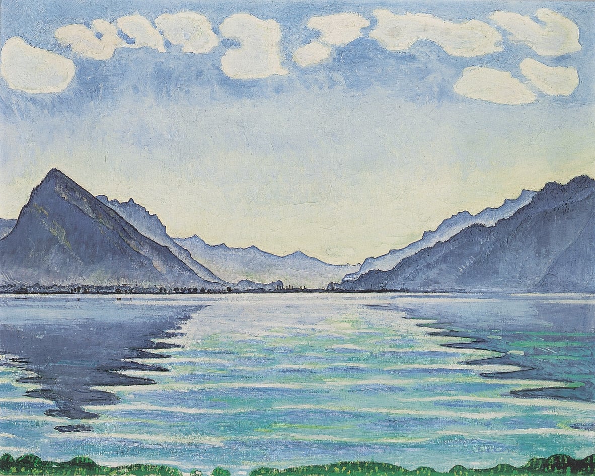 Lago Thun con riflessione simmetrica Ferdinand Hodler